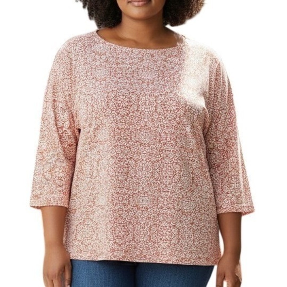 Croft & Barrow Boat‎ Neck Top Orange XXL